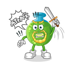 chemical tube knights attack with sword. cartoon mascot vector