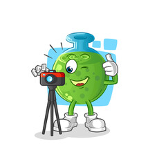 chemical tube photographer character. cartoon mascot vector