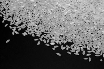 white rice on a black background