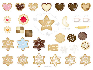 クッキー、ビスケット、チョコレート菓子のイラスト素材