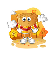 Obraz na płótnie Canvas burlap sack in the autumn. cartoon mascot vector