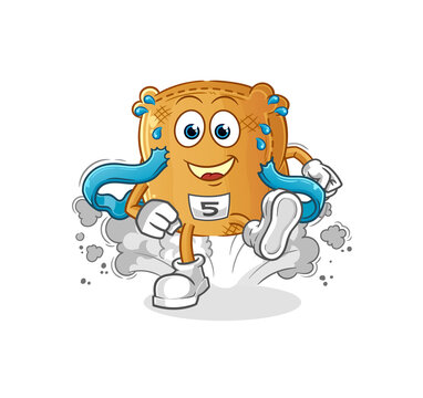 burlap sack runner character. cartoon mascot vector
