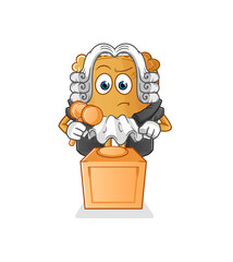 burlap sack judge holds gavel. character vector