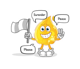 oil hold surrender flag mascot. cartoon vector
