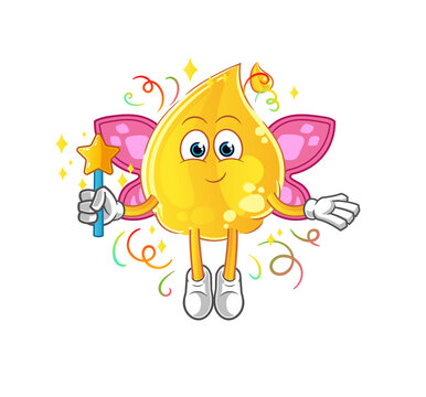 oil fairy with wings and stick. cartoon mascot vector