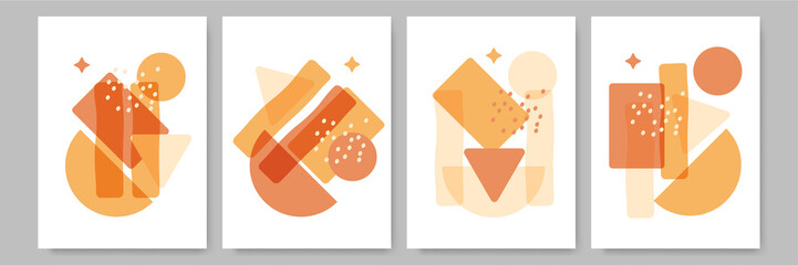 shape abstract orange Flat Boho Geometric Neutral Color design Poster