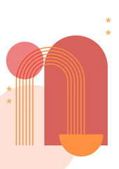 Modern minimalist abstract aesthetic boho poster illustrations. Bohemian style wall decor. Contemporary artistic posters. Trendy mid century art, boho home decor, wall art.