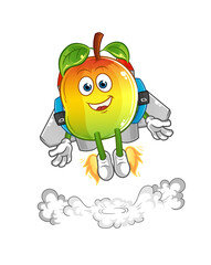 mango with jetpack mascot. cartoon vector