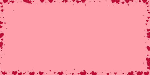 Red heart love confettis. Valentine's day frame wo
