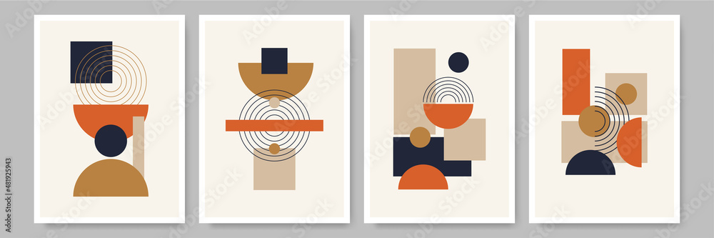 Poster unique shape colorful flat boho geometric neutral color design poster