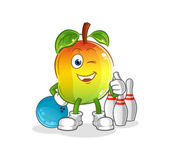 mango play bowling illustration. character vector