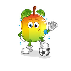 mango playing soccer illustration. character vector