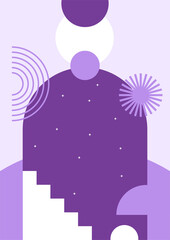 Unique shape purple colorful Flat Boho Geometric Neutral Color design Poster