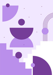 Unique shape purple colorful Flat Boho Geometric Neutral Color design Poster