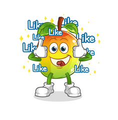 mango give lots of likes. cartoon vector