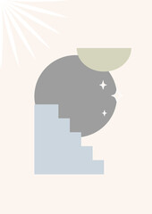 abstract sunset colorful Flat Boho Geometric Neutral Color design Poster