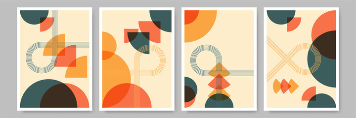 Simple shape colorful Flat Boho Geometric Neutral Color design Poster