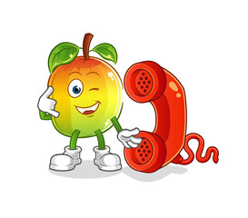 mango call mascot. cartoon vector