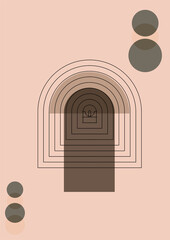 Simple abstract peach colorful Flat Boho Geometric Neutral Color design Poster