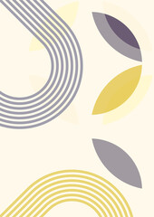 Simple leaf shape Flat Boho Geometric Neutral Color design Poster