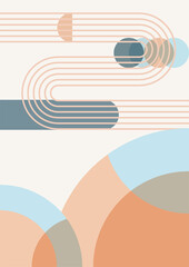 wave abstract blue orange colorful Flat Boho Geometric Neutral Color design Poster © SyahCreation