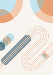 wave abstract blue orange colorful Flat Boho Geometric Neutral Color design Poster