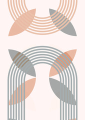 Simple leaf shape Flat Boho Geometric Neutral Color design Poster