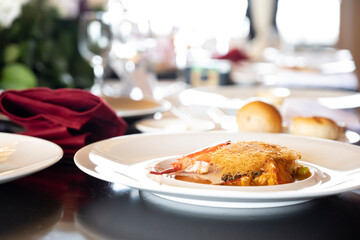 There are various dishes on the table