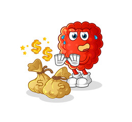 raspberry refuse money illustration. character vector