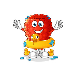 raspberry with duck buoy cartoon. cartoon mascot vector