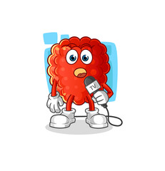 raspberry tv reporter cartoon. cartoon mascot vector