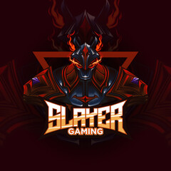 Demon Slayer Warrior Logo Gaming E-Sport Illustration Red Black Color © ralisetdes