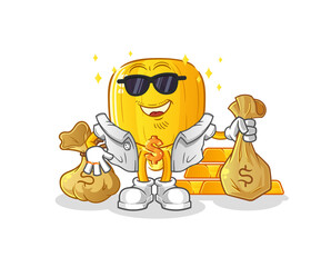 corn kernel rich character. cartoon mascot vector