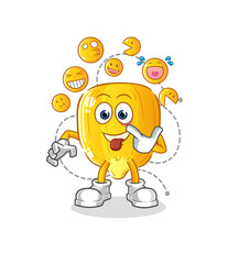 corn kernel laugh and mock character. cartoon mascot vector