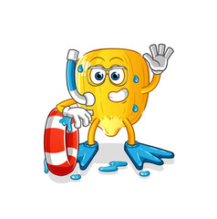 corn kernel swimmer with buoy mascot. cartoon vector