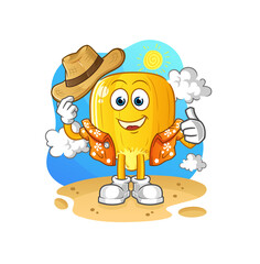 corn kernel go on vacation. cartoon mascot vector