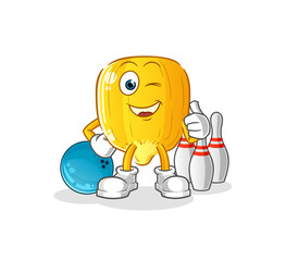 corn kernel play bowling illustration. character vector