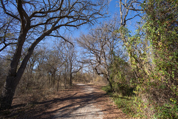 Brownwood Texas, Riverside park, walking trial during winter season.