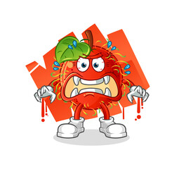 rambutan monster vector. cartoon character