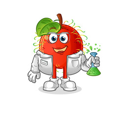 rambutan scientist character. cartoon mascot vector
