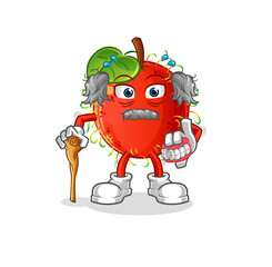 rambutan white haired old man. character vector