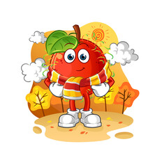 Obraz na płótnie Canvas rambutan in the autumn. cartoon mascot vector