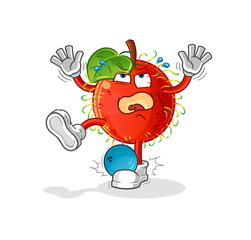 rambutan hiten by bowling cartoon. cartoon mascot vector