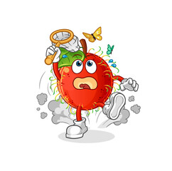 rambutan catch butterfly illustration. character vector