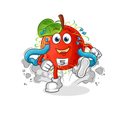 rambutan runner character. cartoon mascot vector