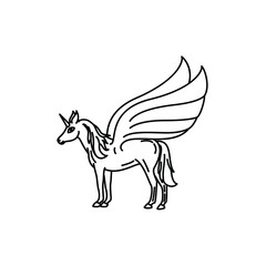 unicorn pegasus horse stallion line art logo design