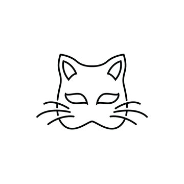 cat masquerade monoline  line art logo design 