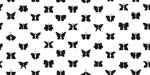 Naklejka premium Butterfly simple seamless pattern. Elegant trend modern butterflies, moths textile wrapper. Abstract stylized tropical insect wings. Wildlife childrens wrapper, decorative design endless print vector