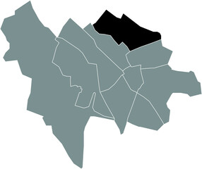 Fototapeta premium Black flat blank highlighted location map of the OVERVECHT QUARTER inside gray administrative map of Utrecht, Netherlands