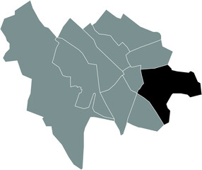 Black flat blank highlighted location map of the OOST QUARTER inside gray administrative map of Utrecht, Netherlands